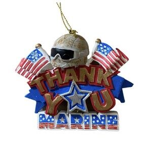 Midwest MARINE Thank you Patriotic Dangle Christmas Ornament Blue White 2.75"